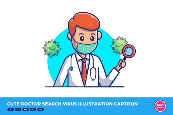 Cute Doctor Search Virus Graphics and Illustrations