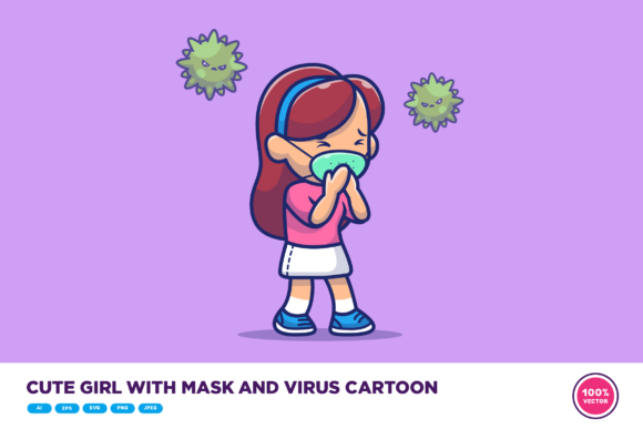Cute Girl with Mask and Virus Graphics Review