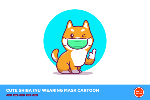 Cute Shiba Inu Mask Graphics & Illustrations