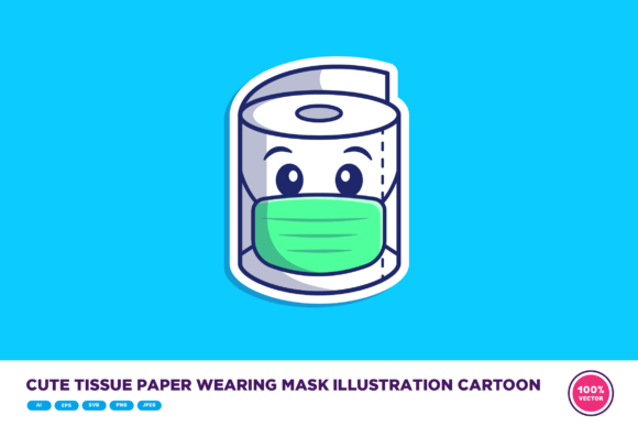 Cute Tissue Paper Mask: Graphics & Illustrations
