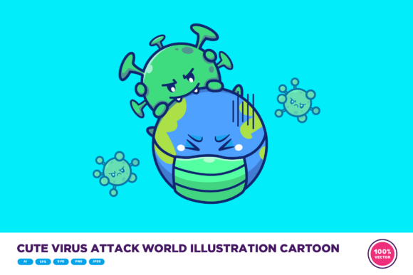 Cute Virus Attack World Illustration: Graphics & Illustrations Review