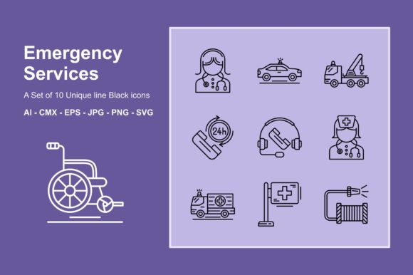 Emergency Services Icons: Clean Graphics for Web