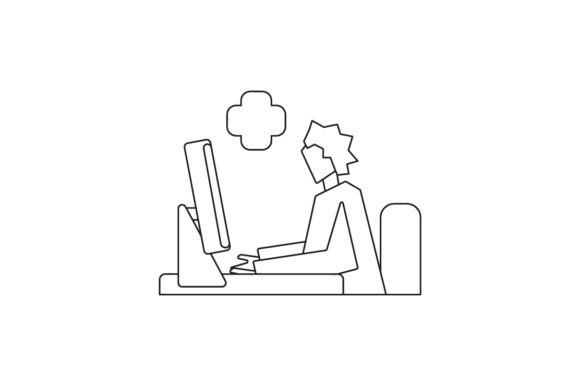 Medical Coder Line Art for Crafts and Medical Blogs