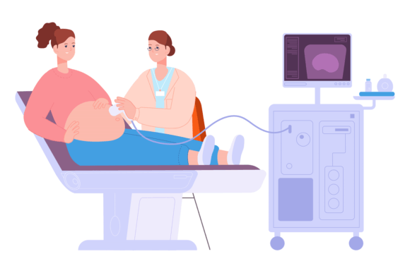 Pregnant Woman Ultrasound Graphics & Illustrations