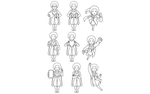 Super Doc African Female Line Art Graphics