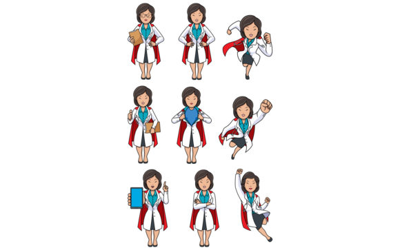 Super Doc Asian Female Set: Graphics & Illustrations